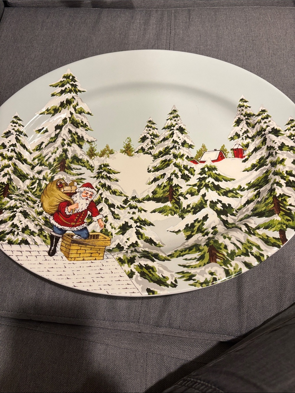 Williams Sonoma Vintage Santa Winter Serving Platter  17 inches